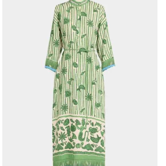 NWT ALEMAIS Lula Beaded Fringe-Trim Shirtdress Size 8 - Picture 7 of 14